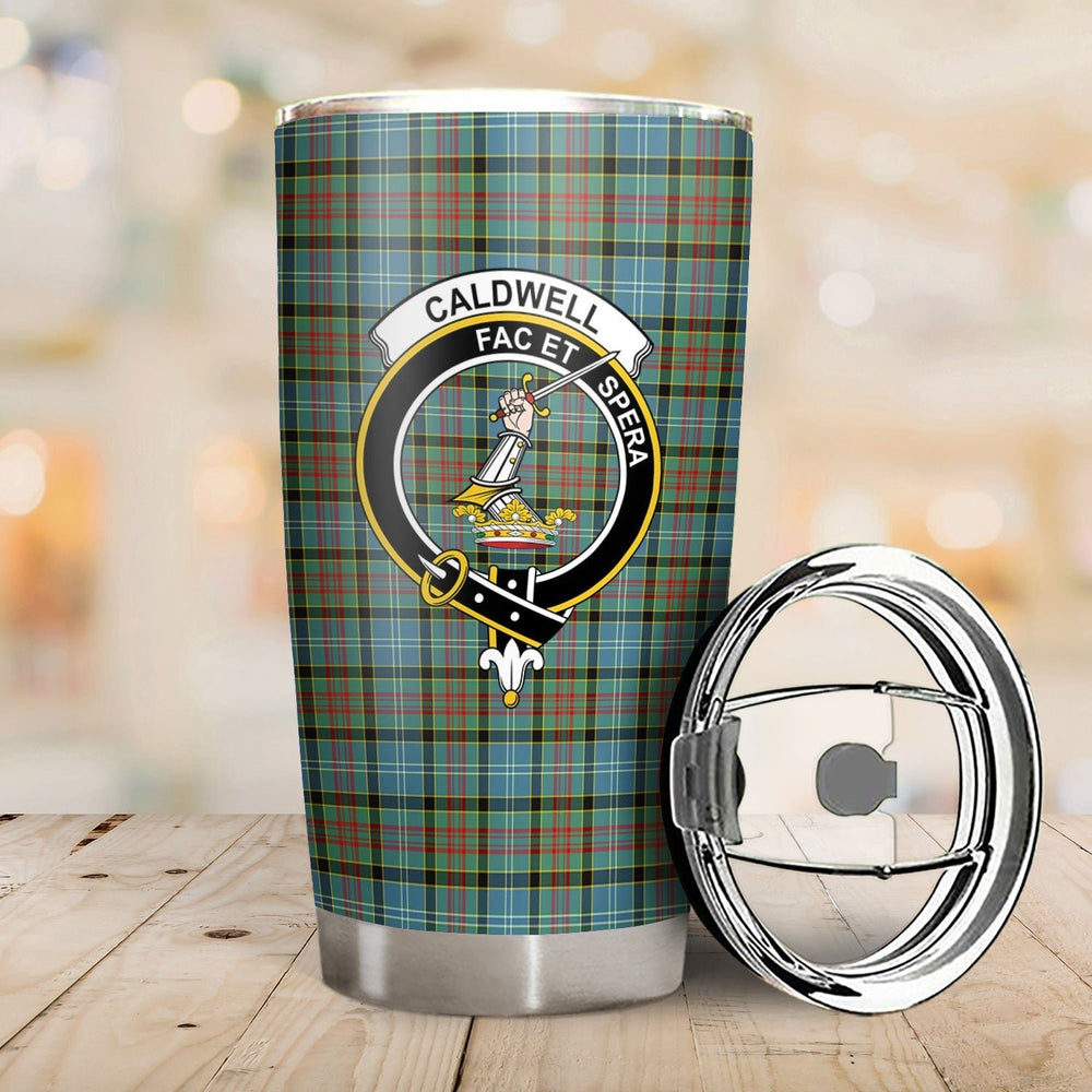 Clan Caldwell Tartan Crest Tumbler VM83 Clan Hall Tartan Today