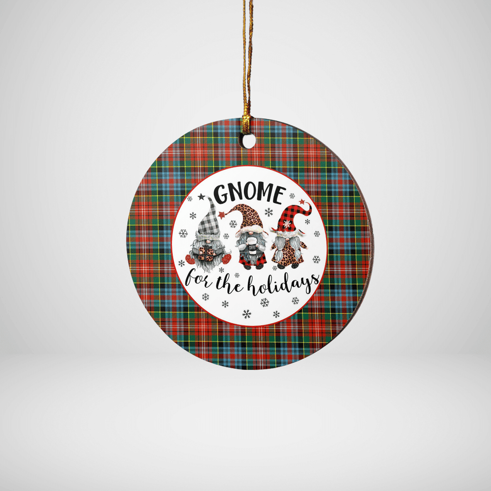 Clan Caledonia Ancient Tartan Gnome Round Ceramic Ornament GA75 Caledonia Ancient Tartan Tartan Christmas