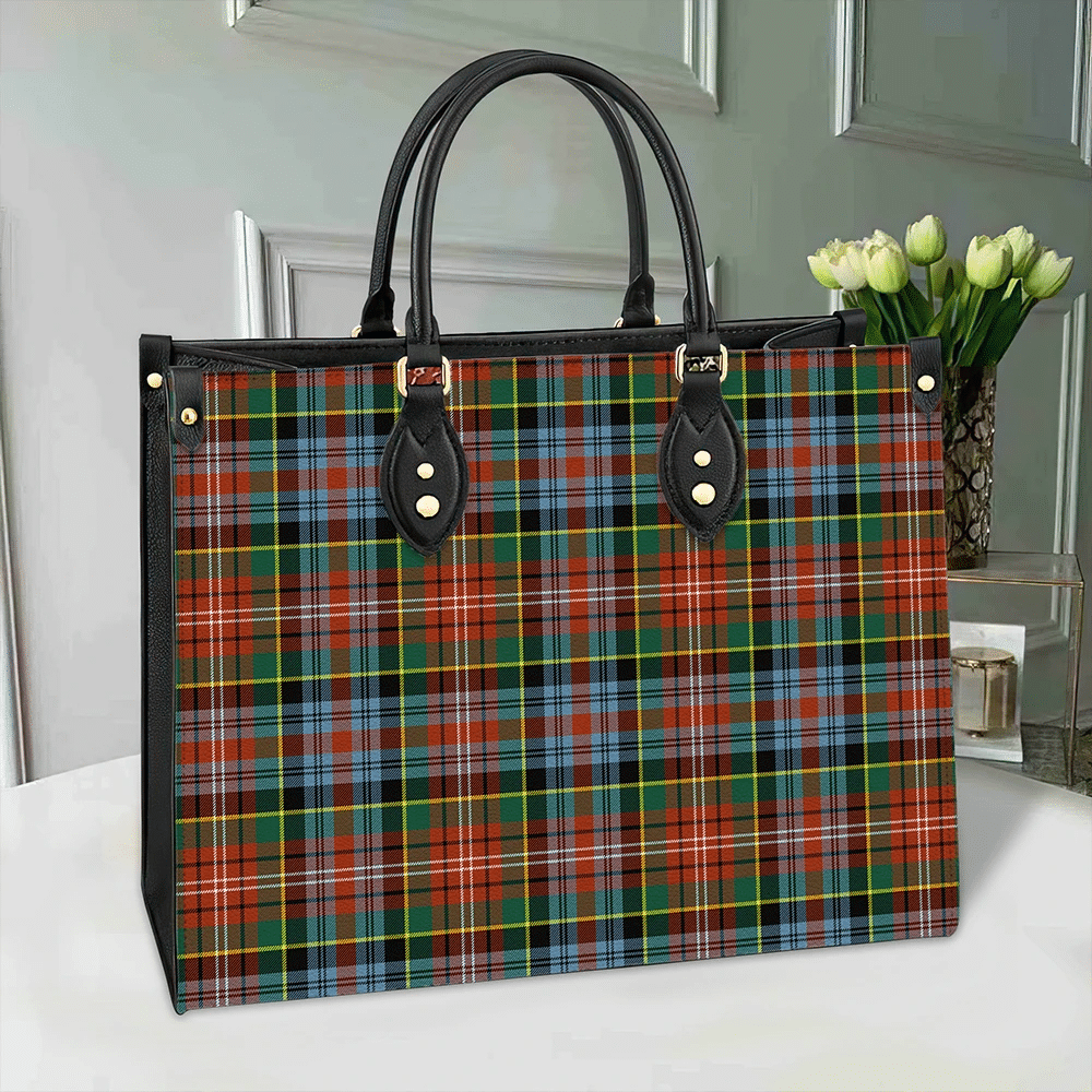Clan Caledonia Ancient Tartan Leather Bag DF57 Clan Don Tartan Today