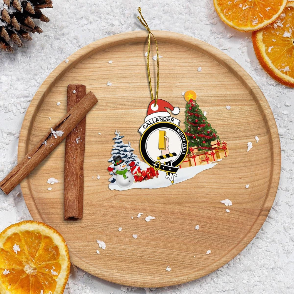 Clan Callander Crest Tartan Acrylic Christmas Ornament NC37 Callander Tartan Tartan Christmas