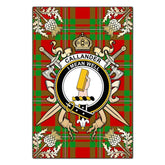 Clan Callander Modern Tartan Crest Black Garden Flag - Gold Thistle RH76 Clan Callander Tartan Today