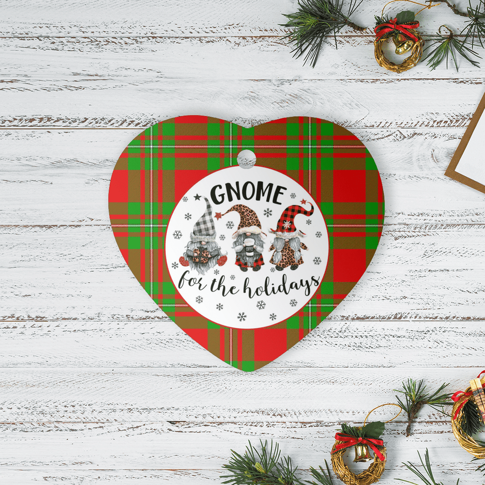 Clan Callander Modern Tartan Gnome Heart Ceramic Ornament MY89 Callander Modern Tartan Gnome Tartan Christmas