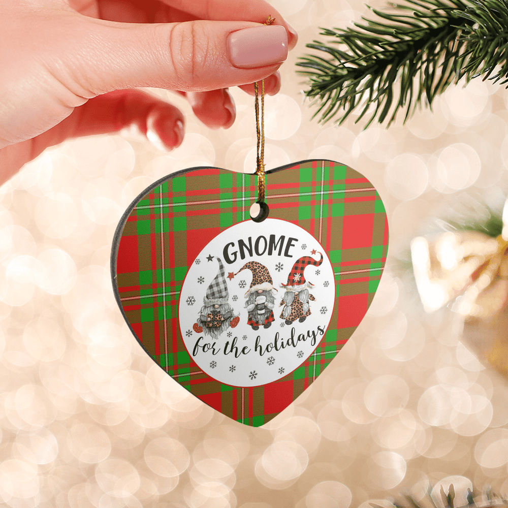 Clan Callander Modern Tartan Gnome Heart Ceramic Ornament MY89 Callander Modern Tartan Gnome Tartan Christmas