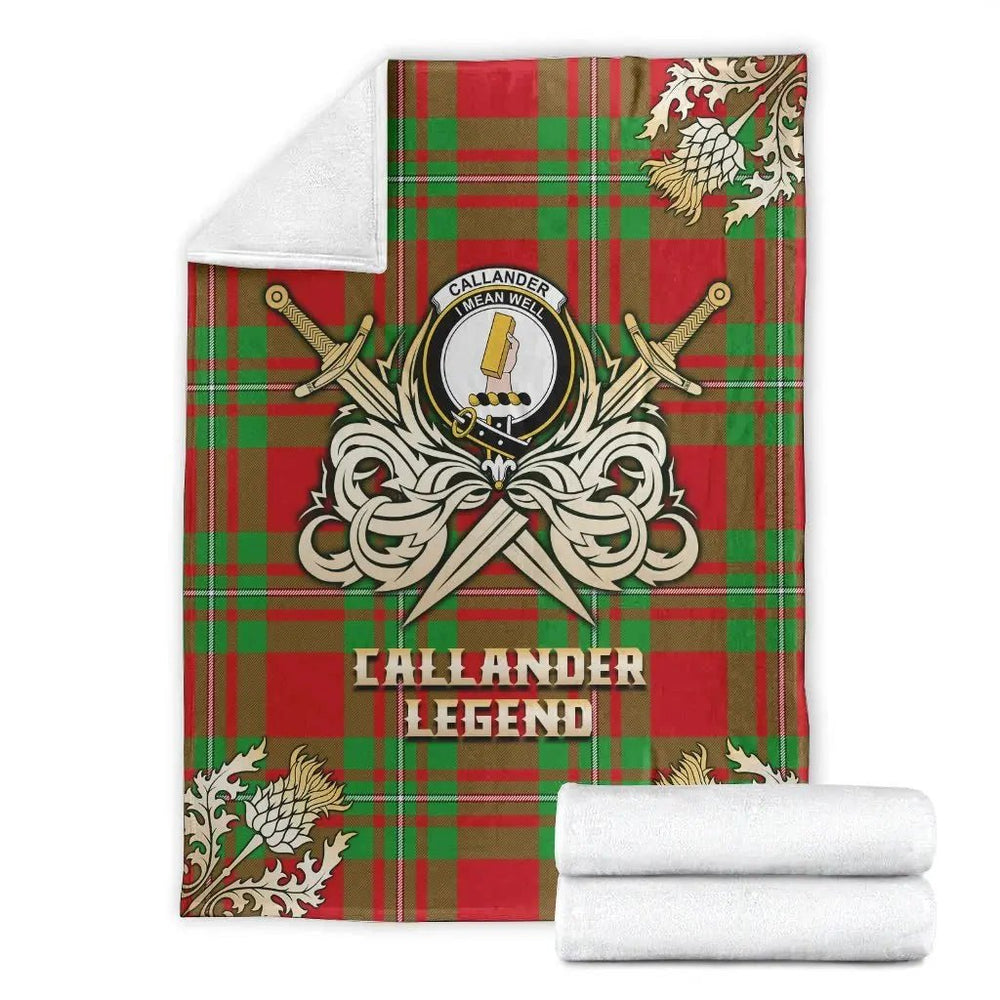 Clan Callander Modern Tartan Gold Courage Symbol Blanket ZP40 Clan Callander Tartan Today