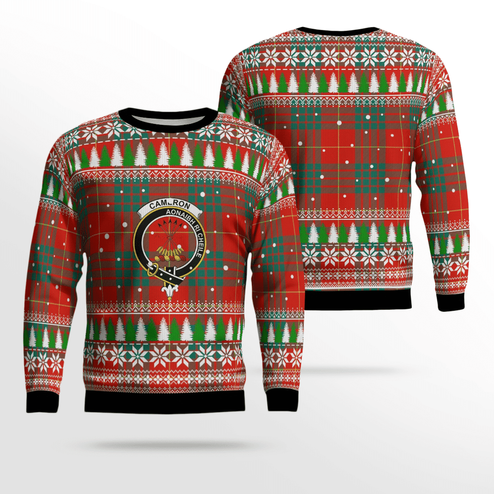 Clan Cameron Ancient Crest Tartan Christmas Ugly Sweater RK49 Cameron Ancient Crest Tartan Tartan Ugly Sweater
