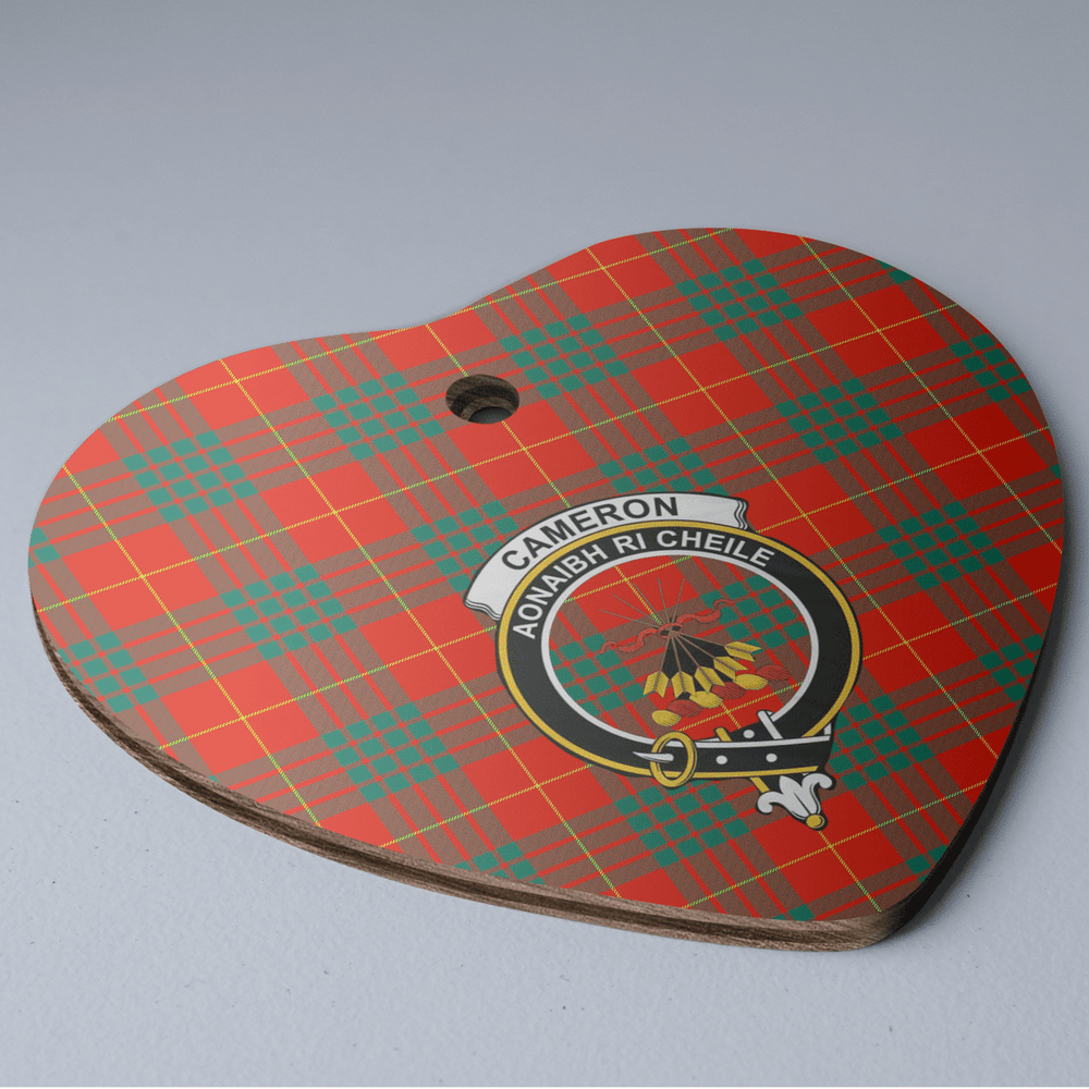 Clan Cameron Ancient Tartan Crest Heart Ceramic Ornament VD65 Cameron Ancient Tartan Tartan Christmas