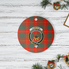 Clan Cameron Ancient Tartan Crest Round Ceramic Ornament XS90 Cameron Ancient Tartan Tartan Christmas