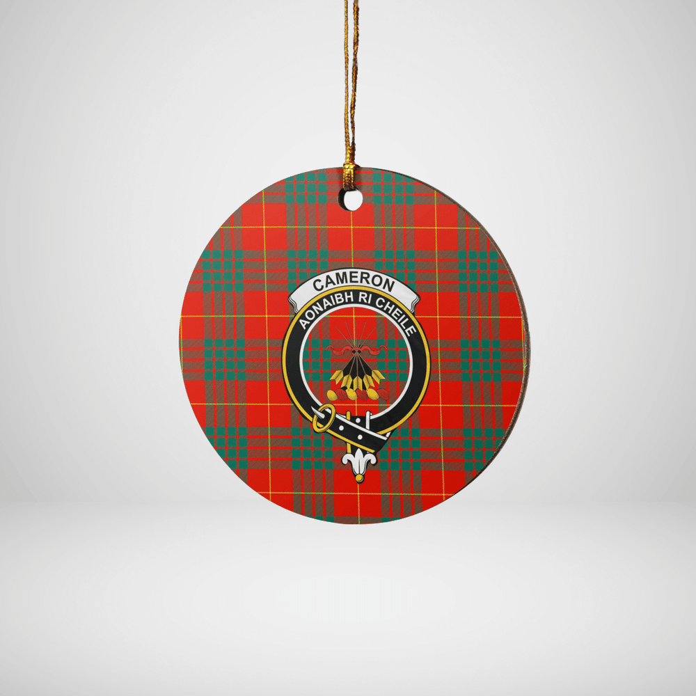 Clan Cameron Ancient Tartan Crest Round Ceramic Ornament XS90 Cameron Ancient Tartan Tartan Christmas