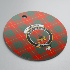 Clan Cameron Ancient Tartan Crest Round Ceramic Ornament XS90 Cameron Ancient Tartan Tartan Christmas