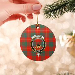 Clan Cameron Ancient Tartan Crest Round Ceramic Ornament XS90 Cameron Ancient Tartan Tartan Christmas