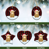 Clan Cameron, Black & Red Tartan Christmas Ceramic Ornament Highland Cows Style YU86 Cameron, Black & Red Tartan Tartan Ornament