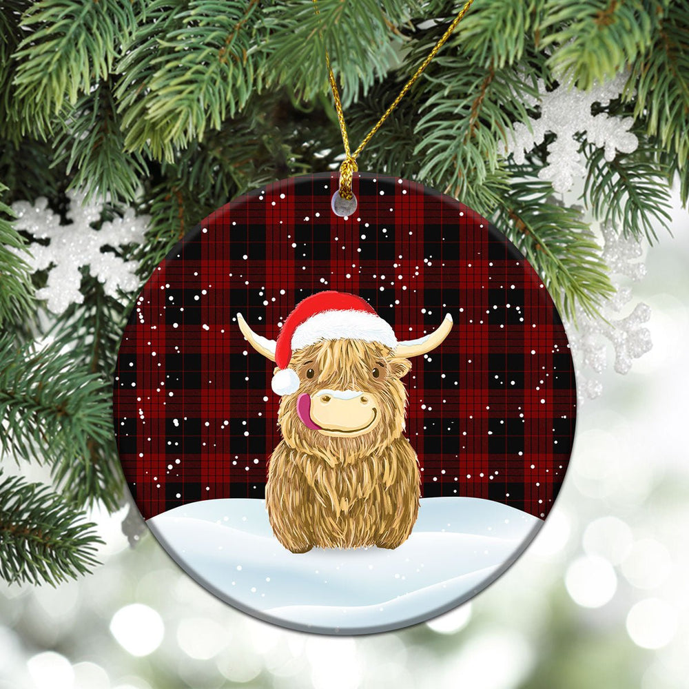 Clan Cameron, Black & Red Tartan Christmas Ceramic Ornament Highland Cows Style YU86 Cameron, Black & Red Tartan Tartan Ornament