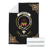 Clan Cameron Crest Tartan Premium Blanket Black AE79 Clan Cameron Tartan Today