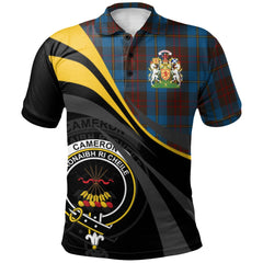 Clan Cameron Hunting Tartan Polo Shirt - Royal Coat Of Arms Style TG80 Cameron Hunting Tartan Tartan Polo