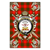 Clan Cameron Modern Tartan Crest Black Garden Flag - Gold Thistle YY16 Clan Cameron Tartan Today
