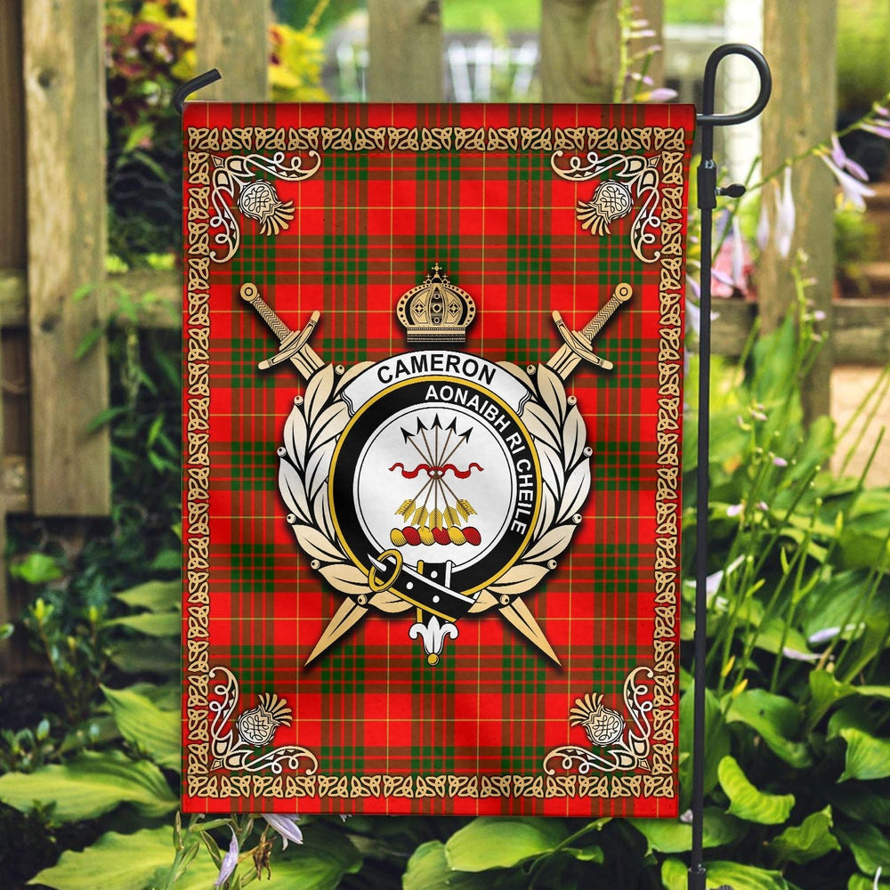 Clan Cameron Modern Tartan Crest Garden Flag - Celtic Thistle VA23 Clan Cameron Tartan Today