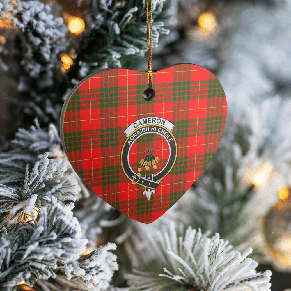 Clan Cameron Modern Tartan Crest Heart Ceramic Ornament BJ68 Cameron Modern Tartan Tartan Christmas