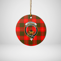 Clan Cameron Modern Tartan Crest Round Ceramic Ornament TG63 Cameron Modern Tartan Tartan Christmas