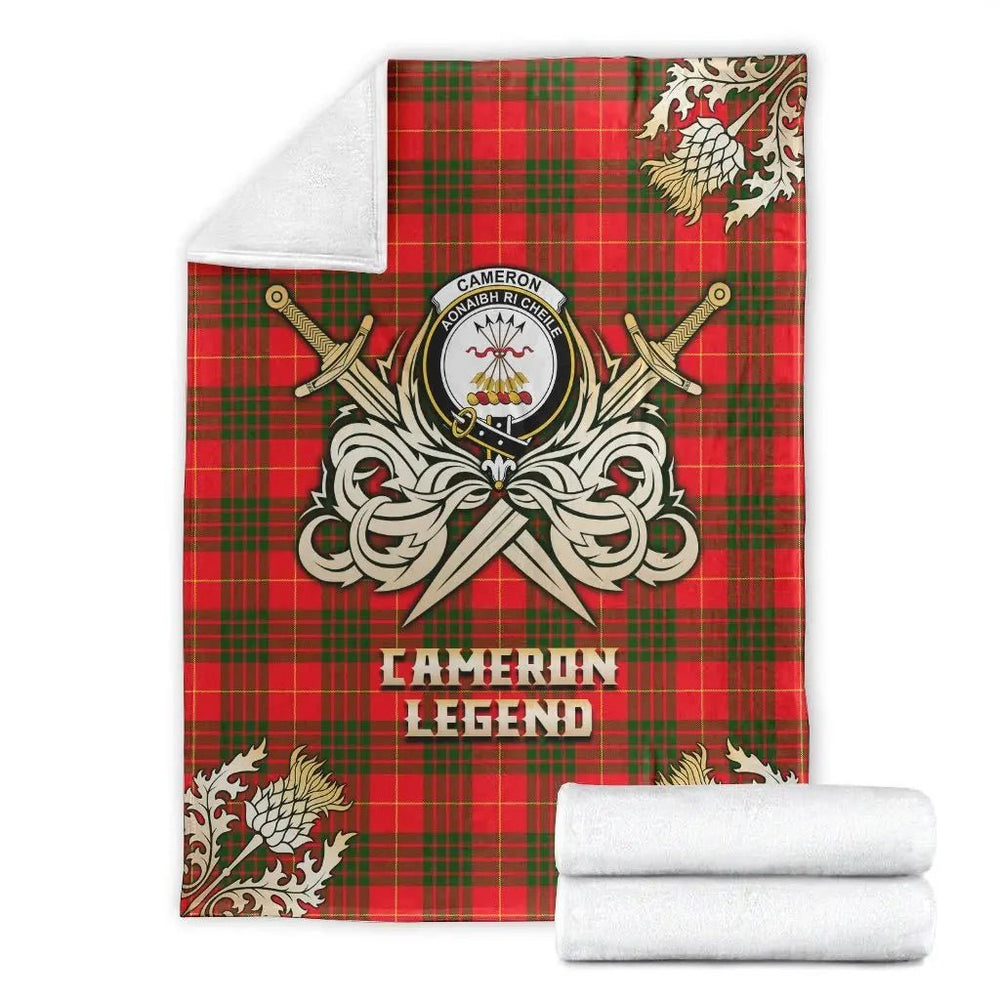 Clan Cameron Modern Tartan Gold Courage Symbol Blanket EF97 Clan Cameron Tartan Today