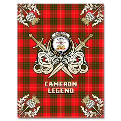 Clan Cameron Modern Tartan Gold Courage Symbol Blanket EF97 Clan Cameron Tartan Today