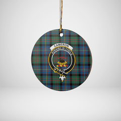 Clan Cameron of Erracht Ancient Tartan Crest Round Ceramic Ornament AH72 Cameron of Erracht Ancient Tartan Tartan Christmas