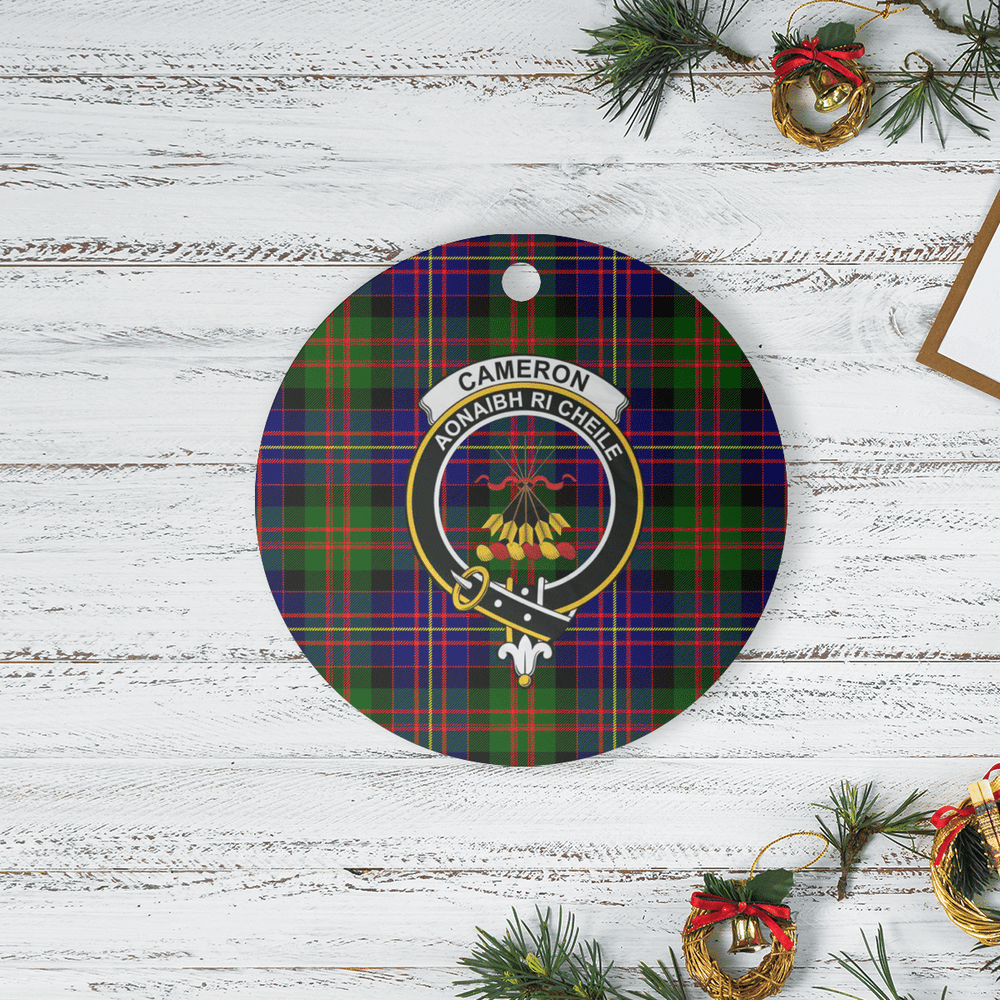 Clan Cameron of Erracht Modern Tartan Crest Round Ceramic Ornament OK22 Cameron of Erracht Modern Tartan Tartan Christmas