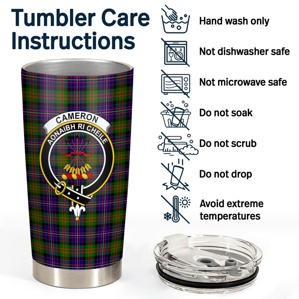 Clan Cameron of Erracht Modern Tartan Crest Tumbler HN21 Clan Cameron Tartan Today