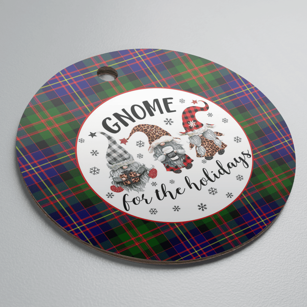 Clan Cameron of Erracht Modern Tartan Gnome Round Ceramic Ornament QM92 Cameron of Erracht Modern Tartan Tartan Christmas