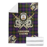 Clan Cameron of Erracht Modern Tartan Gold Courage Symbol Blanket FV39 Clan Cameron Tartan Today