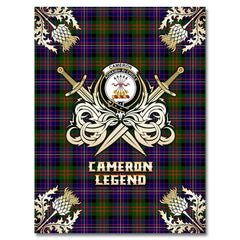 Clan Cameron of Erracht Modern Tartan Gold Courage Symbol Blanket FV39 Clan Cameron Tartan Today