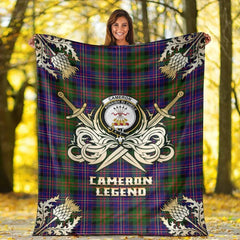 Clan Cameron of Erracht Modern Tartan Gold Courage Symbol Blanket FV39 Clan Cameron Tartan Today