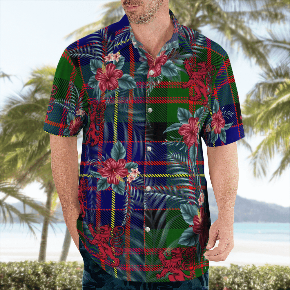Clan Cameron of Erracht Modern Tartan Scottish Lion Hawaiian Shirt DY92 Cameron of Erracht Modern Tartan Tartan Hawaii Shirt