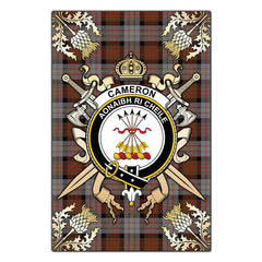 Clan Cameron Of Erracht Weathered Tartan Crest Black Garden Flag - Gold Thistle GM28 Clan Cameron Tartan Today