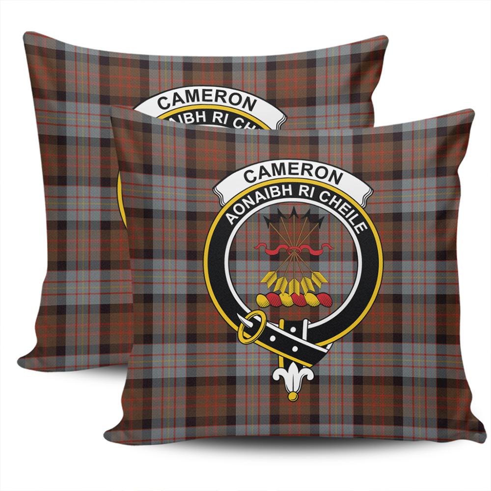 Clan Cameron of Erracht Weathered Tartan Crest Pillow Cover NG18 Clan Cameron Tartan Today