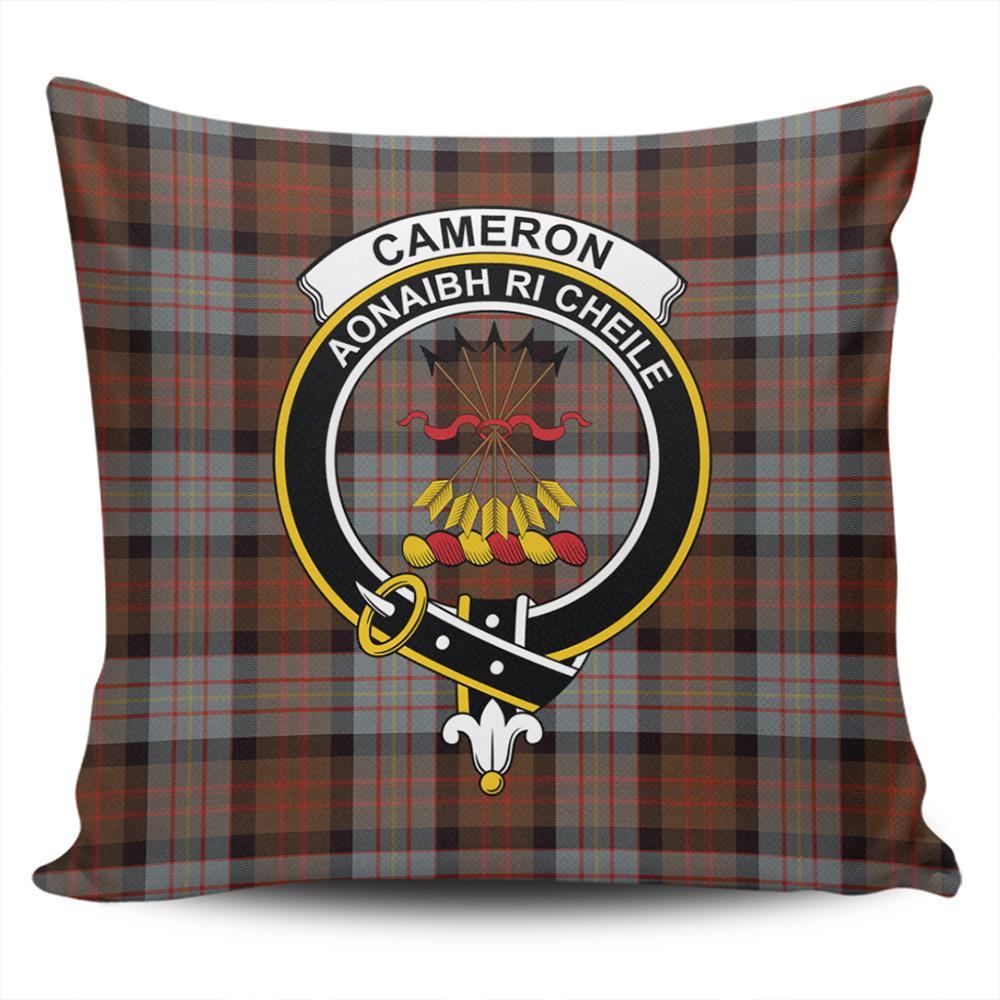 Clan Cameron of Erracht Weathered Tartan Crest Pillow Cover NG18 Clan Cameron Tartan Today
