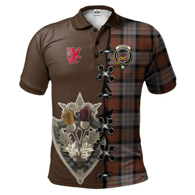 Clan Cameron of Erracht Weathered Tartan Polo Shirt - Lion Rampant And Celtic Thistle Style