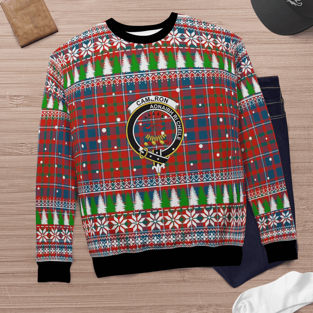 Clan Cameron of Lochiel Ancient Crest Tartan Christmas Ugly Sweater OS70 Cameron of Lochiel Ancient Crest Tartan Tartan Ugly Sweater