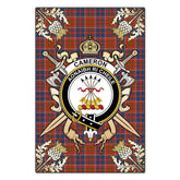 Clan Cameron Of Lochiel Ancient Tartan Crest Black Garden Flag - Gold Thistle XT98 Clan Cameron Tartan Today