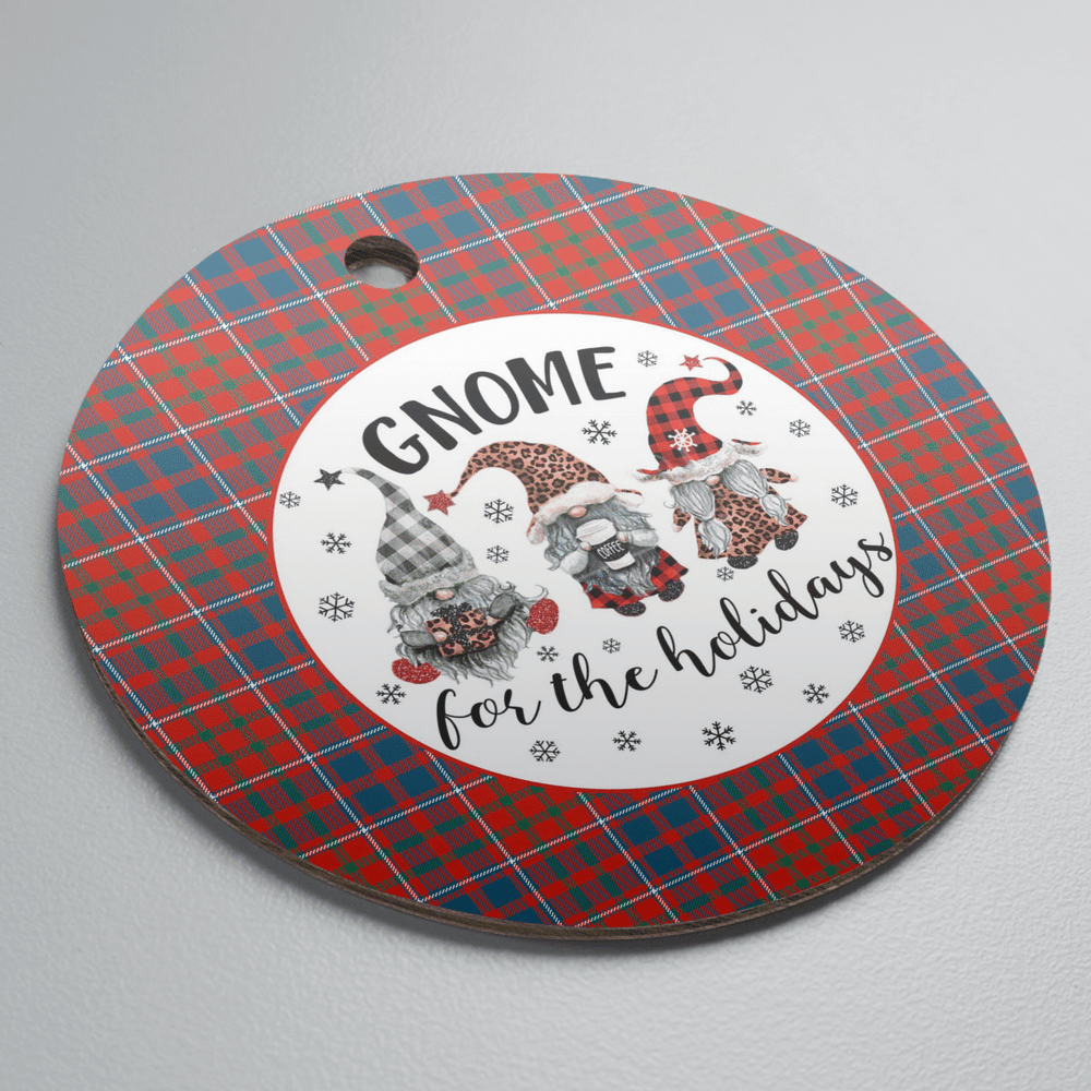 Clan Cameron of Lochiel Ancient Tartan Gnome Round Ceramic Ornament UV33 Cameron of Lochiel Ancient Tartan Tartan Christmas