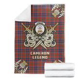 Clan Cameron of Lochiel Ancient Tartan Gold Courage Symbol Blanket HG95 Clan Cameron Tartan Today