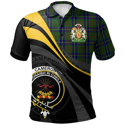 Clan Cameron of Lochiel Hunting Tartan Polo Shirt - Royal Coat Of Arms Style