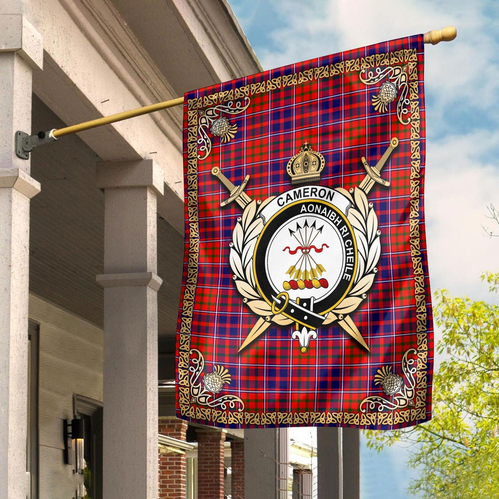 Clan Cameron of Lochiel Modern Tartan Crest Garden Flag - Celtic Thistle JV64 Clan Cameron Tartan Today
