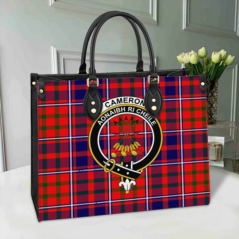 Clan Cameron Of Lochiel Modern Tartan Crest Leather Bag NM99 Clan Cameron Tartan Today