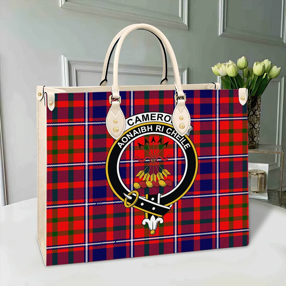 Clan Cameron Of Lochiel Modern Tartan Crest Leather Bag NM99 Clan Cameron Tartan Today