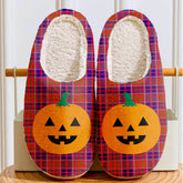 Clan Cameron of Lochiel Modern Tartan Halloween Pumpkin Slippers, Fluffy Spooky Slippers LT25 Cameron of Lochiel Modern Tartan Tartan Halloween