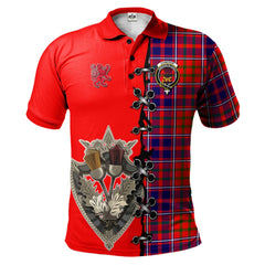 Clan Cameron of Lochiel Modern Tartan Polo Shirt - Lion Rampant And Celtic Thistle Style MW37 Cameron of Lochiel Modern Tartan Tartan Polo