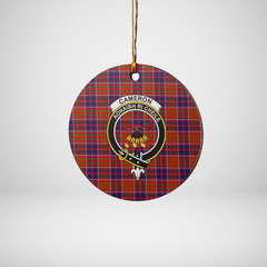 Clan Cameron of Lochiel Tartan Crest Round Ceramic Ornament JV76 Cameron of Lochiel Tartan Tartan Christmas