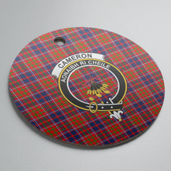Clan Cameron of Lochiel Tartan Crest Round Ceramic Ornament JV76 Cameron of Lochiel Tartan Tartan Christmas