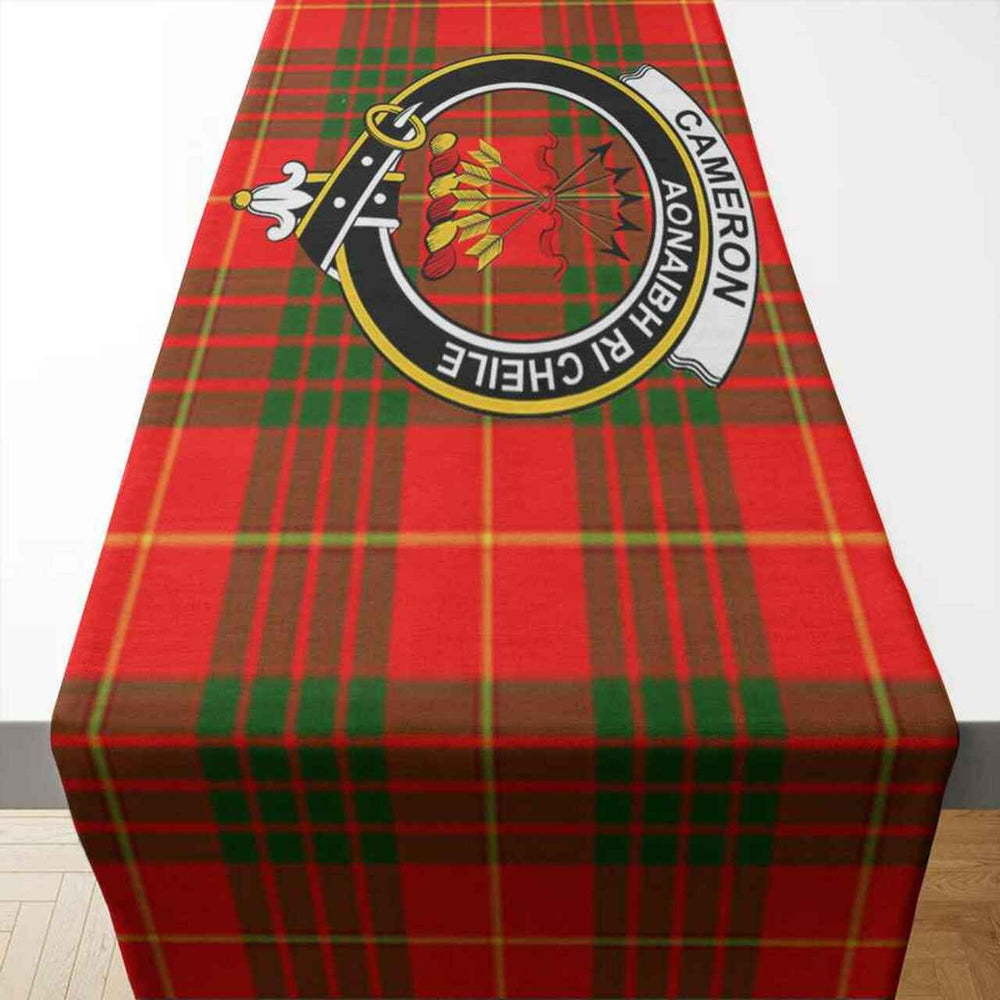 Clan Cameron Tartan Crest Table Runner Cotton RS55 Cameron Tartan Tartan Table Runner