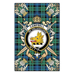 Clan Campbell Ancient 01 Tartan Crest Black Garden Flag - Gold Thistle SF70 Clan Campbell Tartan Today